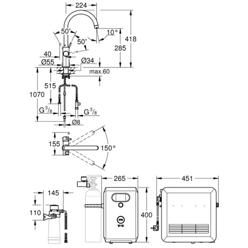 Μπαταρία κουζίνας με φίλτρο, ψύκτη και ανθρακικό GROHE BLUE PROFESSIONAL 31323002 4 Μπαταρία κουζίνας με φίλτρο, ψύκτη και ανθρακικό GROHE BLUE PROFESSIONAL 31323002 - Image 2