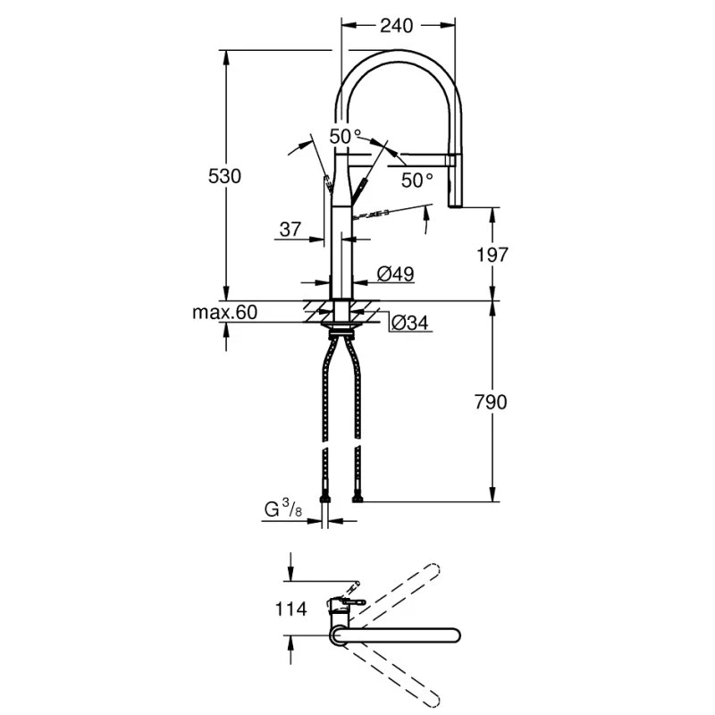 Μπαταρία κουζίνας με ντους GROHE ESSENCE PROFESSIONAL 30294GN0 Brushed Cool Sunrise 4 Μπαταρία κουζίνας με ντους GROHE ESSENCE PROFESSIONAL 30294GN0 Brushed Cool Sunrise - Image 3