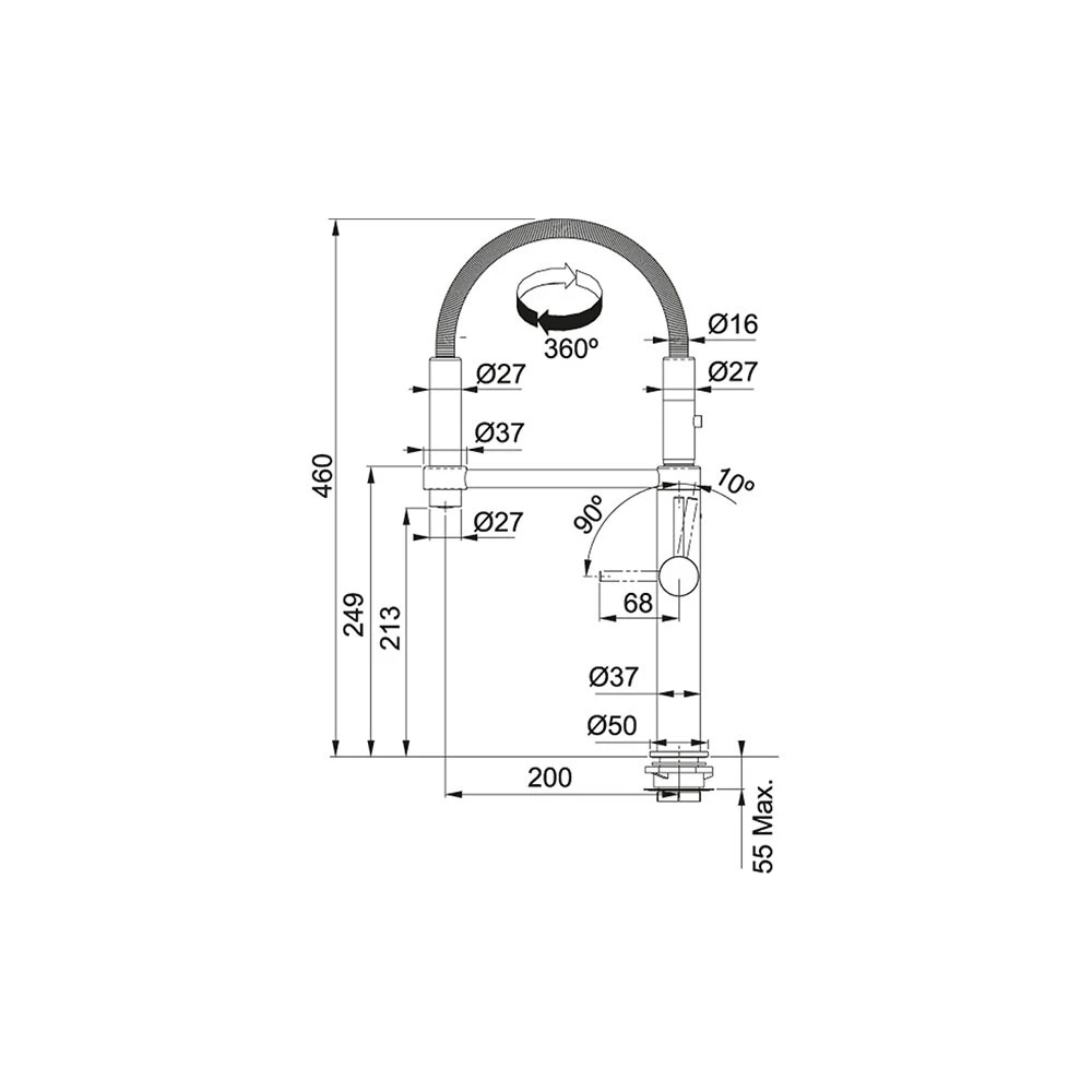 Μπαταρία νεροχύτη FRANKE Pescara Semi Pro 360o Ντους - Σπαστή Χρωμέ 3156858003 7 Μπαταρία νεροχύτη FRANKE Pescara Semi Pro 360o Ντους - Σπαστή Χρωμέ 3156858003 - Image 5