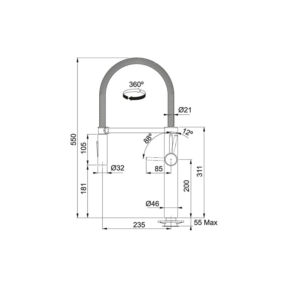 Μπαταρία νεροχύτη FRANKE Pescara Semi Pro XL Ντους Inox 3153101009 6 Μπαταρία νεροχύτη FRANKE Pescara Semi Pro XL Ντους Inox 3153101009 - Image 4